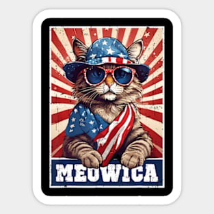 Meowica 4Th Of July Cat American Flag Cat ny 4Th Of July Sticker